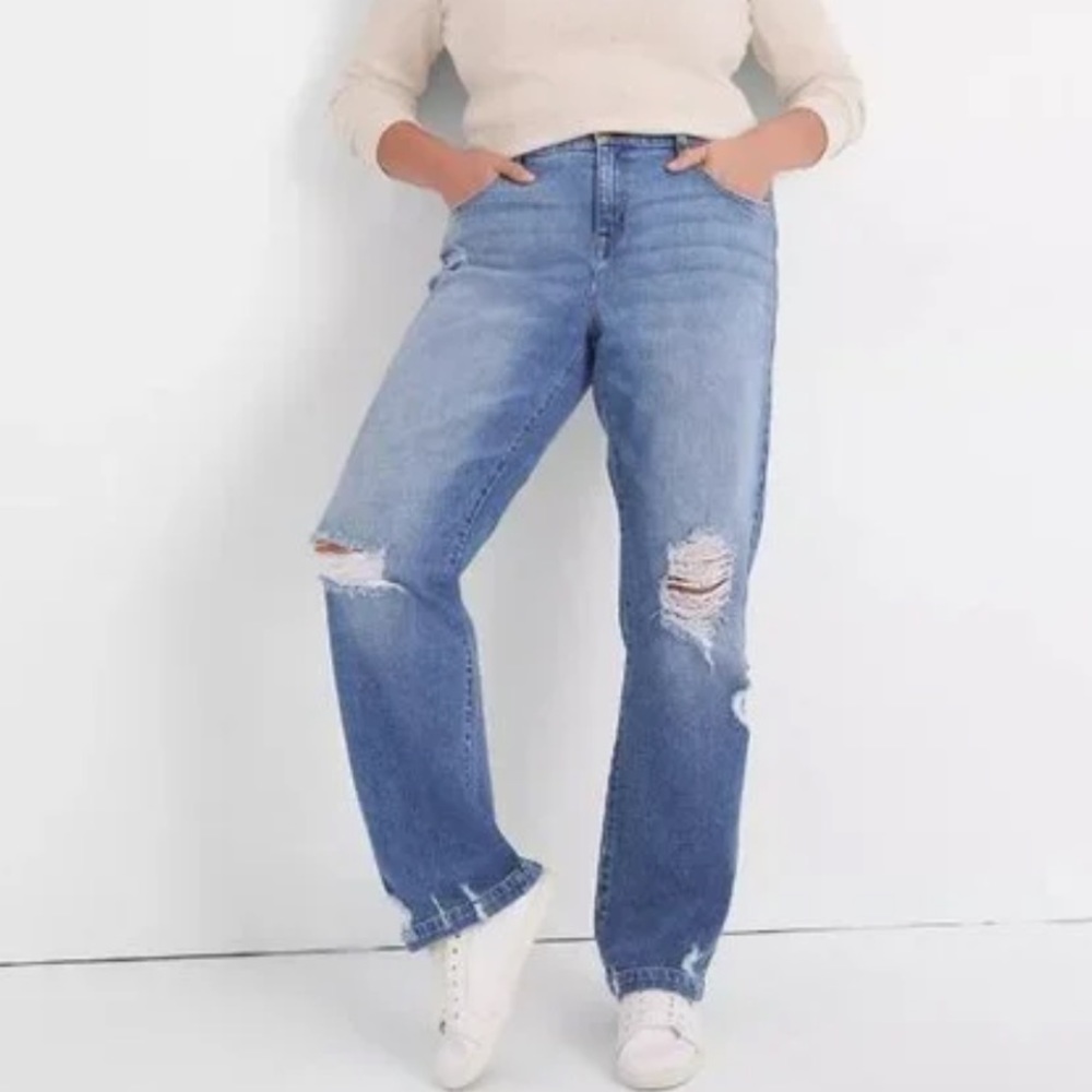 Laine Bryant flex, magic, waistband high rise classic distressed, straight jeans